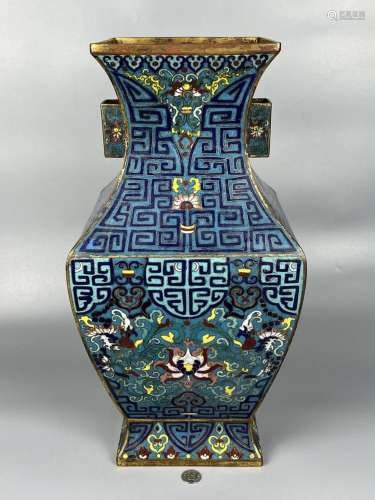 A Chinese bronze cloisonne vase, marked, Ming Dynasty Pr.