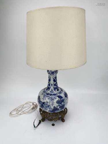 A Chinese blue&white vase made table lamp, Ming Dynasty ...
