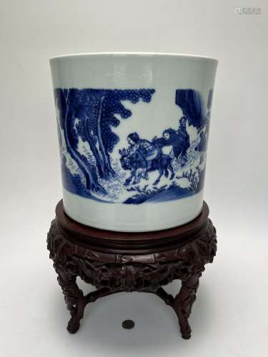 A large Chinese blue&white brush pot, KangXi Pr.
