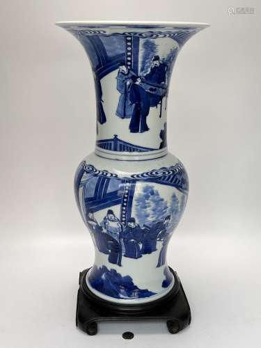 A Chinese blue&white Gu-type vase, KangXi Pr.