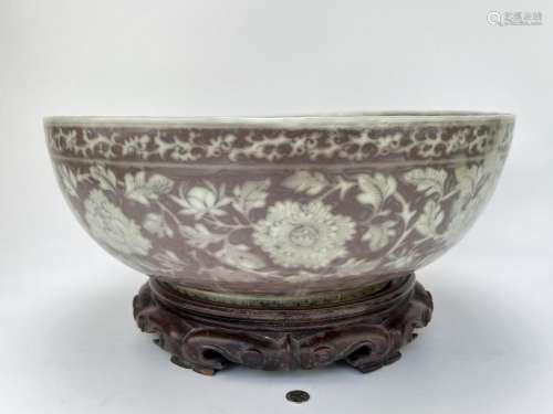 An extraoridinary large Chinese undreglaze bowl, Ming Dynast...