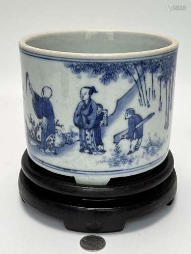 A Chinese blue&white tripodia censor, Ming Dynasty Pr.