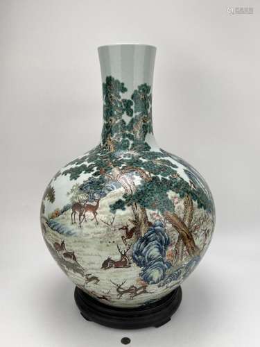 A very fine and rare large Chinese famille rose vase, Qing D...