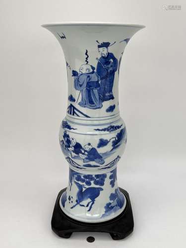 A Chinese blue&white Gu-type vase, KangXi Pr.