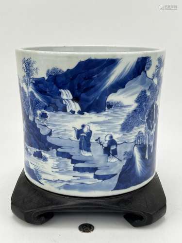 A Chinese blue&white brush pot, KangXi Pr.