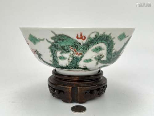 A Chinese famille verte bowl, Qing Dynasty Pr.