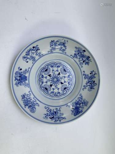 A Chinese blue&white dish, Qing Dynasty Pr.