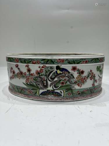 A Chinese Polychrome porcelain 'BIRDS' Cachepot.  Ex-lot 143...