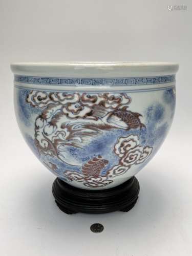 A Chinese underglaze jar, Qing Dynasty Pr.