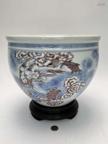 A Chinese underglaze jar, Qing Dynasty Pr.