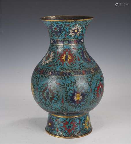 A CHINESE CLOISONNE ENAMEL ZUN VASE