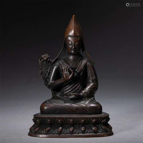 A CHINESE BRONZE SEATED TSONG KHAPA