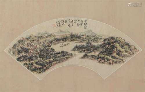 A CHINESE PAINTING OF LANDSCAPE SIGNED HUANG BINHONG