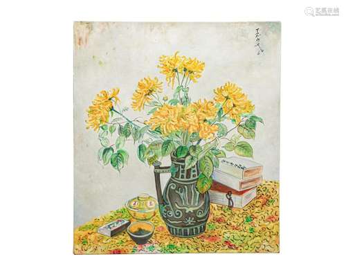 A CHINESE PAINTING OF DAISY SIGNED PAN YULIANG