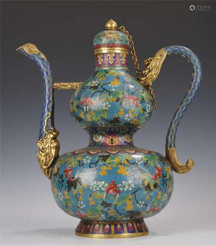 A CHINESE CLOISONNE ENAMEL KETTLE