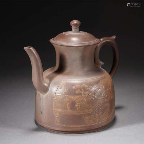 A CHINESE YIXING GLAZE ZISHA TEAPOT