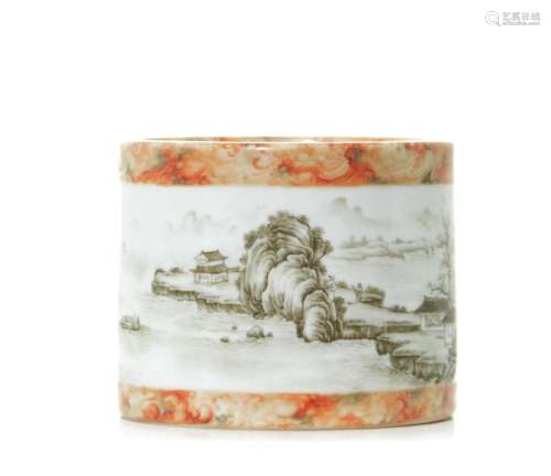 A Fine Chinese Famille Rose Brush Pot