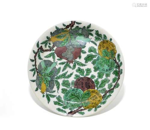 A Chinese Biscuit-Enamelled Dish