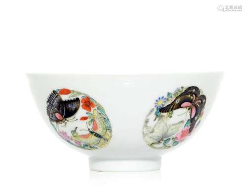 A Chinese Famille Rose \'Butterfly\' Bowl