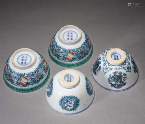 A SET OF FAMILLE VERTE BOWLS