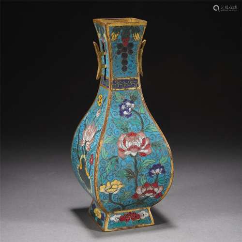 A CHINESE CLOISONNE ENAMEL LOTUS VASE