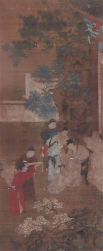 A CHINESE PIANTING OF FIGURAL STORY