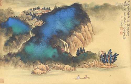 A CHINESE PAINTING OF LANDSCAPE SIGNED ZHANG DAQIAN