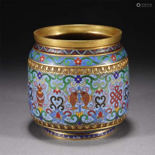 A CHINESE CLOISONNE ENAMEL WATERPOT