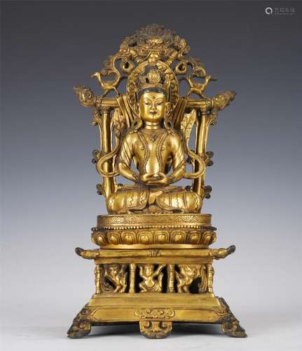 A BRONZE-GILT AMITABHA