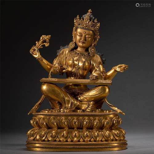 A TIBETAN BRONZE-GILT TARA