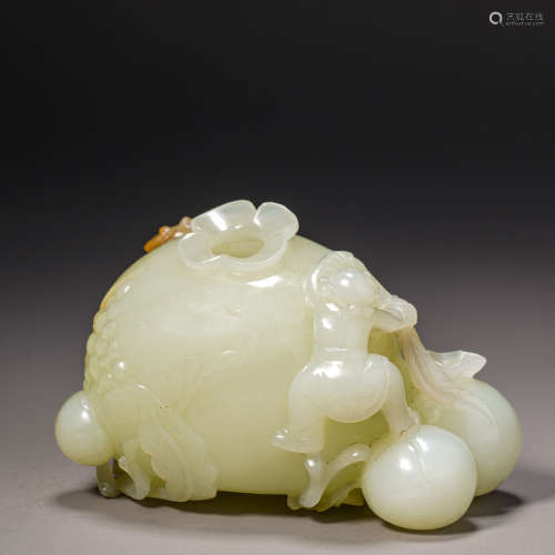 Hetian jade boy pomegranate water bowl和田玉童子石榴水盂