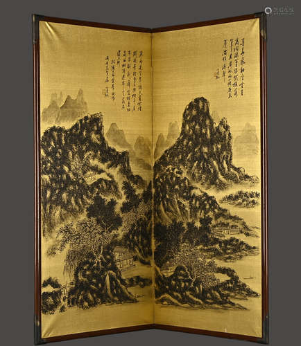 Huang Binhong Boutique (Landscape of Quanxi Forest) Old Silk...