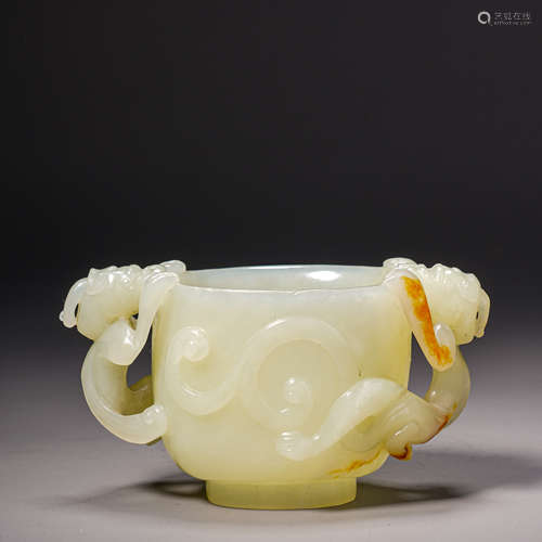 Hetian jade animal ear cup和田玉獸耳杯