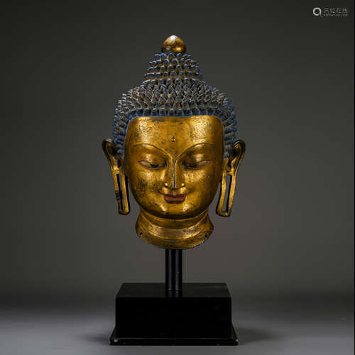 Gilt bronze Buddha head銅鎏金佛首