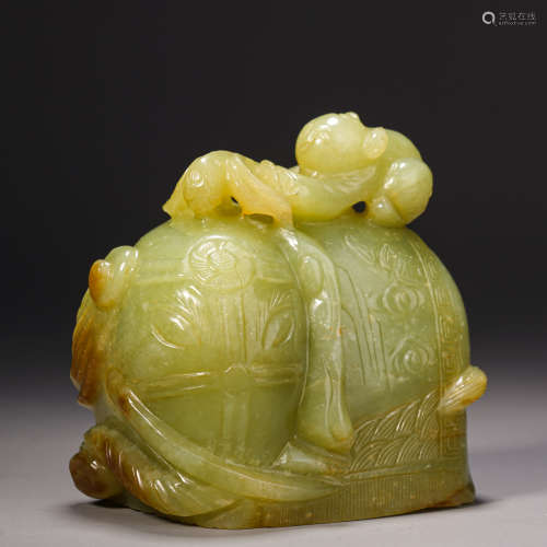 Hetian Jade Boy Elephant Ornament和田玉童子象紋擺件