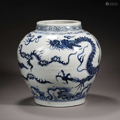 Blue and white dragon jar青花龍紋罐