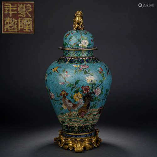 Qing Dynasty Cloisonné Enamel Chicken Pattern General Jar清代...