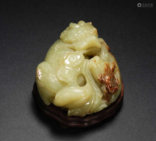 Hetian topaz auspicious animal ornaments和田黃玉瑞獸擺件