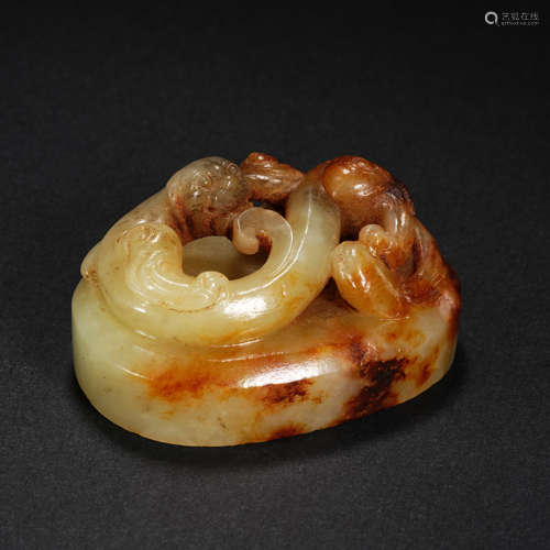 Hetian jade animal pattern bi和田玉獸紋璧