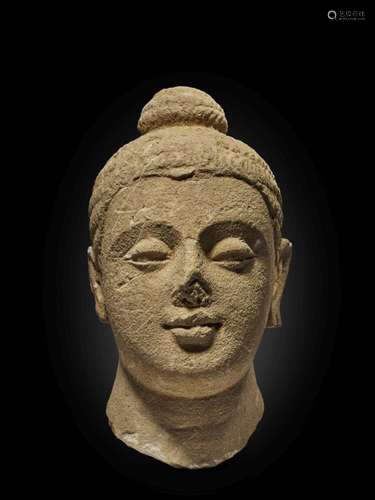 TÊTE DE BOUDDHA EN STUC ANCIENNE RÉGION DU GANDHARA, IVE/VE ...