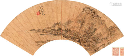 张宏 1648年作 春山幽居 扇片