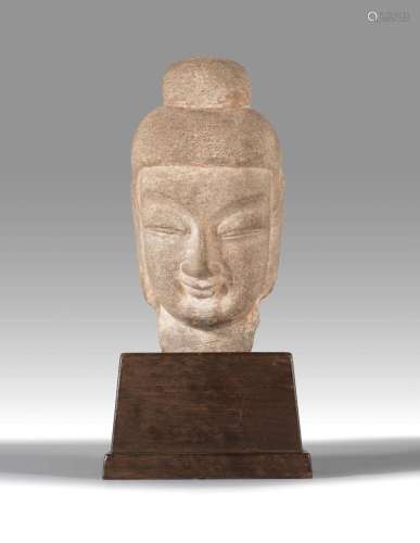 TÊTE DE BUDDHA EN PIERRE Dynastie des Wei du Nord (386-534 a...
