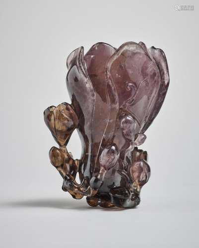 VASE EN AMETHYSTE SCULPTÉE XIXe siècle