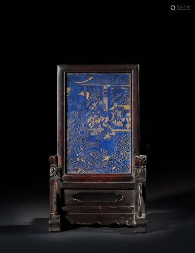 CHINE - XIXe siècle    Ecran de table comportant une plaque ...