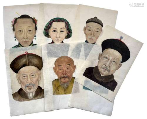 CHINE - XIXe siècle    Ensemble de cinquante-deux portraits ...