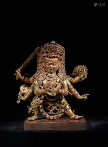 NEPAL - XVIe/XVIIe siècle    Statuette de Bhairava en cuivre...