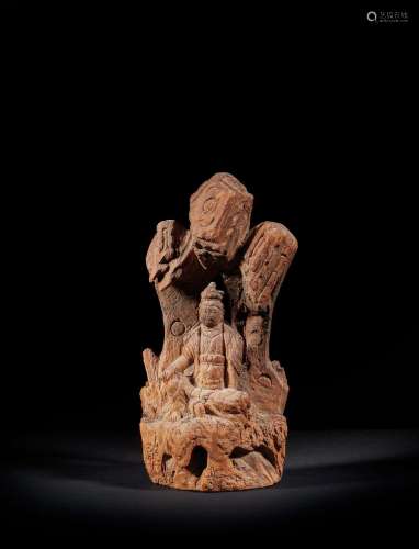 CHINE - Dynastie YUAN (1279 - 1368)    Groupe en bois, Guany...