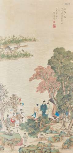 CHINE - XIXe siècle    Encre et couleurs sur soie, représent...