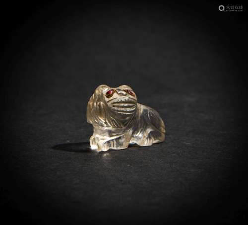 AN EXTREMELY RARE & EARLY MUGHAL ROCK CRYSTAL SEATED LIO...