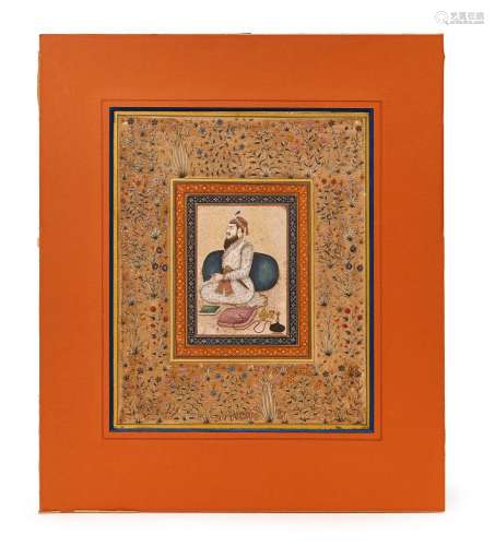 INDIAN SCHOOL PAINTINGS DEPICTING A SHAH, INCLUDING FLORAL M...